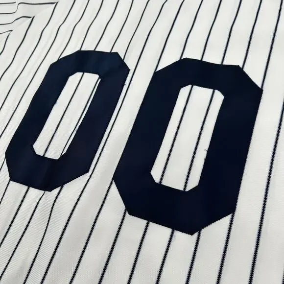 Vtg 90s Men's XL Rawlings New York Yankees Authentic White Pinstripe Jersey #00